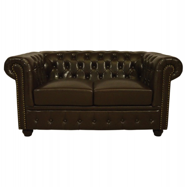 ΚΑΝΑΠΕΣ 2ΘΕΣΙΟΣ T.CHESTERFIELD HM3010.01 ΤΕΧΝΟΔΕΡΜΑ ΣΚΟΥΡΟ ΚΑΦΕ 155x90x73 εκ.