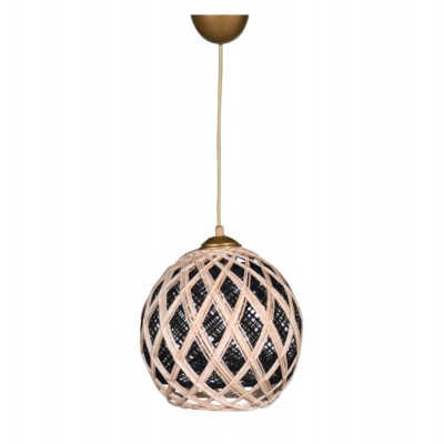 ΦΩΤΙΣΤΙΚΟ ΟΡΟΦΗΣ ΚΡΕΜΑΣΤΟ ΑΠΟ ΣΧΟΙΝΙ ΜΠΕΖ ΜΑΥΡΟ HM7644.01 22x18x20Y εκ.