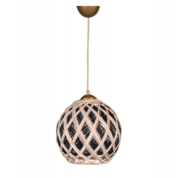 ΦΩΤΙΣΤΙΚΟ ΟΡΟΦΗΣ ΚΡΕΜΑΣΤΟ ΑΠΟ ΣΧΟΙΝΙ ΜΠΕΖ ΜΑΥΡΟ HM7644.01 22x18x20Y εκ.