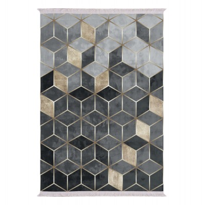 ΧΑΛΙ ΣΑΛΟΝΙΟΥ JOSIANE ΜΕ ΚΡΟΣΙΑ HM7814.18 ΓΚΡΙ ΧΡΥΣΟ 145X220 εκ.