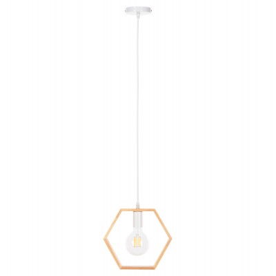 ΦΩΤΙΣΤΙΚΟ ΟΡΟΦΗΣ ΚΡΕΜΑΣΤΟ HM4070 ΞΥΛΙΝΟ ΕΞΑΓΩΝΟ ΚΑΠΕΛΟ-ΛΕΥΚΟ ΚΑΛΩΔΙΟ 25,5Χ122,5Υ