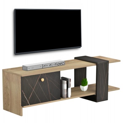 ΕΠΙΠΛΟ ΤΗΛΕΟΡΑΣΗΣ HENRIETTE HM8900.12 ΜΕΛΑΜΙΝΗ ΣΕ SONAMA-ΜΑΥΡΟ ΜΑΡΜΑΡΟ 120x28,5x37,5Υεκ.