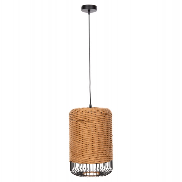 ΦΩΤΙΣΤΙΚΟ ΟΡΟΦΗΣ ΚΡΕΜΑΣΤΟ HM4340 PAPER ROPE ΜΠΕΖ-ΜΑΥΡΟ ΜΕΤΑΛΛΟ-Φ26x40-120Υεκ.