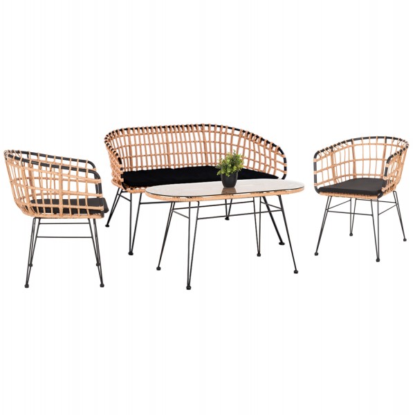 ΣΕΤ ΕΞΩΤ.ΧΩΡΟΥ 4ΤΜΧ ALLEGRA HM21051 ΣΥΝΘ.RATTAN ΜΠΕΖ-ΜΑΥΡΟ ΜΕΤΑΛΛΟ