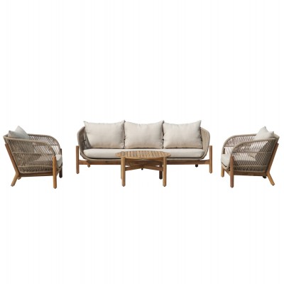 ΣΕΤ ΣΑΛΟΝΙ ΕΞ.ΧΩΡΟΥ 4ΤΜΧ SANJI HM6219 ΞΥΛΟ ΑΚΑΚΙΑΣ-ΑΛΟΥΜΙΝΙΟ-ΣΧΟΙΝΙ