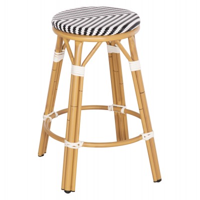 ΣΚΑΜΠΟ ΑΛΟΥΜΙΝΙΟΥ ΜΕΣ.ΥΨΟΥΣ CHINO HM6286.03 BAMBOO LOOK & TEXTILENE ΜΑΥΡΟ 43x43x65Υεκ