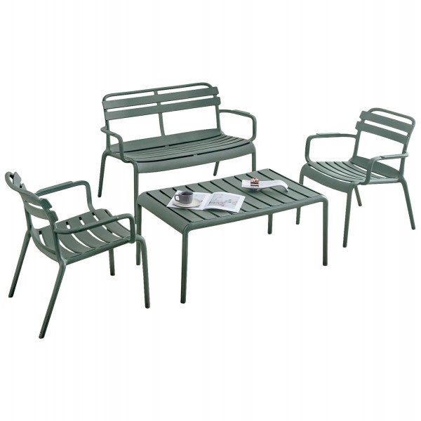 ΣΕΤ ΣΑΛΟΝΙ ΕΞΩΤΕΡΙΚΟΥ ΧΩΡΟΥ 4ΤΜΧ KORVER HM21096.05 ΠΟΛΥΠΡΟΠΥΛΕΝΙΟ DARK OLIVE GREEN