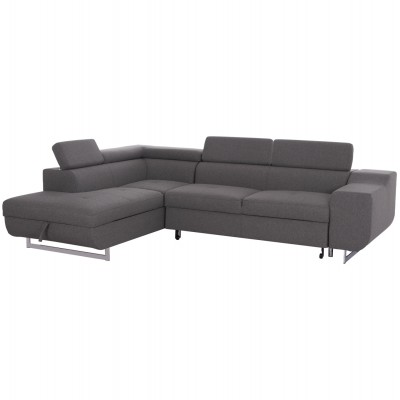 ΓΩΝΙΑΚΟΣ ΚΑΝΑΠΕΣ-ΚΡΕΒΑΤΙ ΜΕ ΑΠΟΘ.ΧΩΡΟ ENCORE HM3301.01L ΓΚΡΙ ΥΦΑΣΜΑ 285x205x90Υεκ.