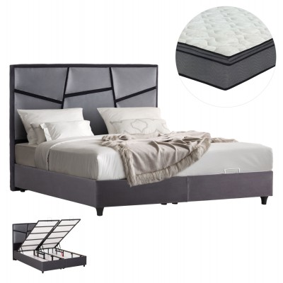 ΚΡΕΒΑΤΙ ΔΙΠΛΟ ΜΕ ΣΤΡΩΜΑ & ΑΠΟΘ.ΧΩΡΟ IRIDA HM21166 ΓΚΡΙ ΒΕΛΟΥΔΟ--ΓΙΑ 160x200εκ