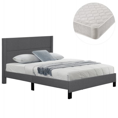 ΚΡΕΒΑΤΙ ΔΙΠΛΟ & ΣΤΡΩΜΑ TRILLOP HM21202.12 ΓΚΡΙ ΥΦΑΣΜΑ--ΓΙΑ 160x200εκ