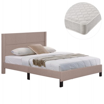 ΚΡΕΒΑΤΙ ΔΙΠΛΟ & ΣΤΡΩΜΑ TRILLOP HM21202.15 ΜΠΕΖ ΥΦΑΣΜΑ--ΓΙΑ 160x200εκ