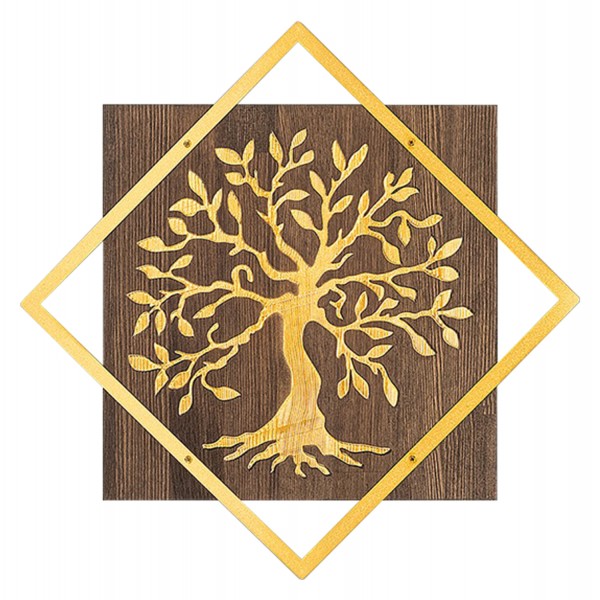 ΔΙΑΚΟΣΜΗΤΙΚΟ ΤΟΙΧΟΥ ΔΕΝΤΡΟ HM4752-ΦΥΛΛΑ ΜΕΤΑΛΛΟΥ ΧΡΥΣΑ-ΞΥΛΟ 54x3(βάθος)x54Υεκ.